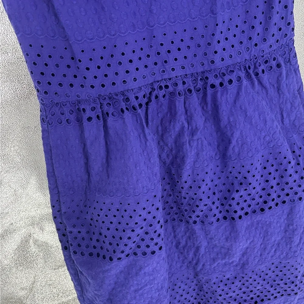 J. Crew Purple Eyelet Cotton A-Line Dress